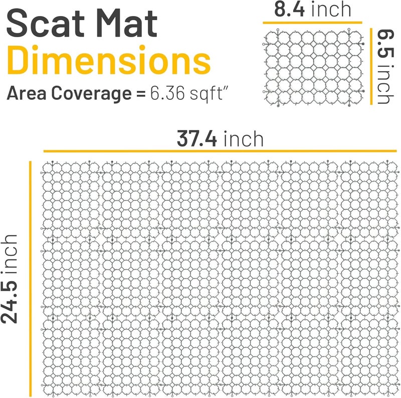 Petfolio 18 Pack Scat Mat for Cats - 8 x 6 Inch Cat Deterrent Mat with 1 Inch Spikes is A Great Cat Repellent Indoor & Outdoor to Keep Cats Away. Includes 6 Garden Staples & 10 Zip Ties (Grey) - Image 3